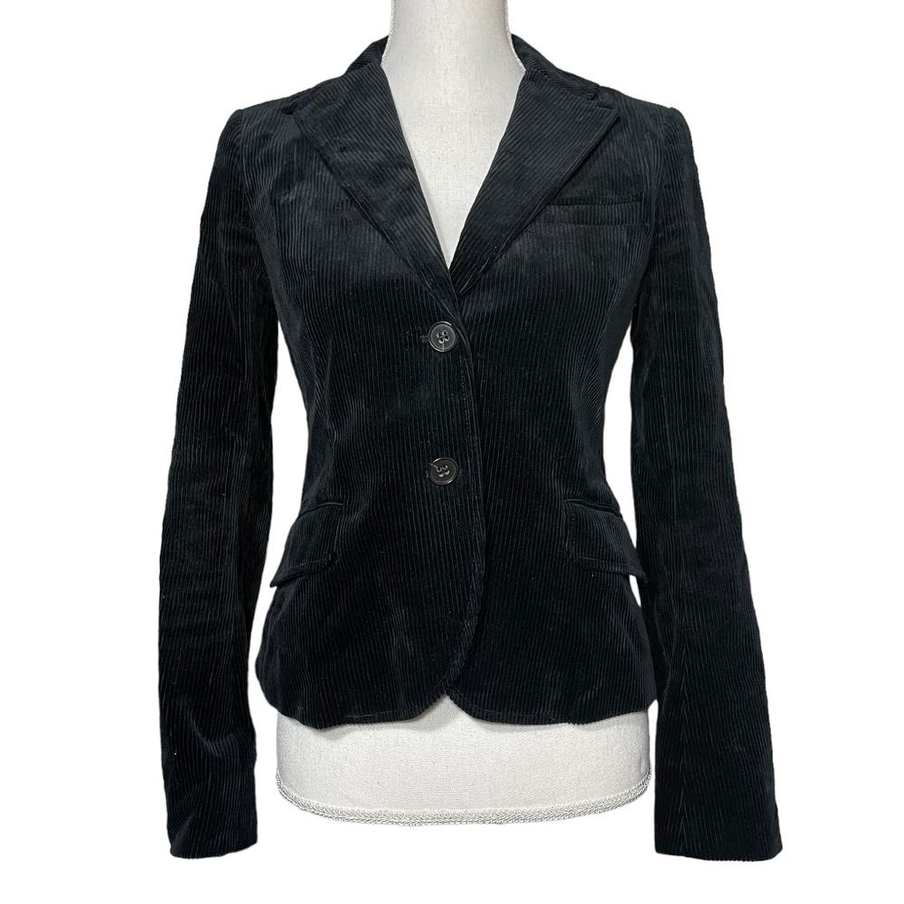 Theory Corduroy Blazer 6 Black Velvet Ribbed Button Surgeon Cuff Jacket Business